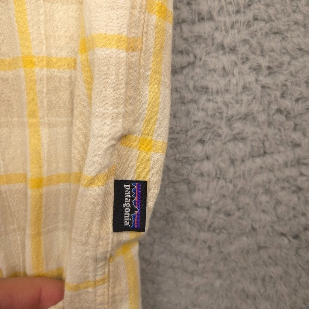 Patagonia Mens Organic Cotton Shirt XL Yellow Plaid Short Sleeve Western Style - Picture 8 of 12